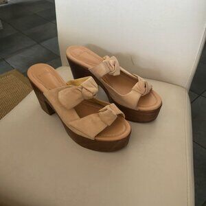 New Alexandre Birman Suede Slides , Beige , Size 41.5